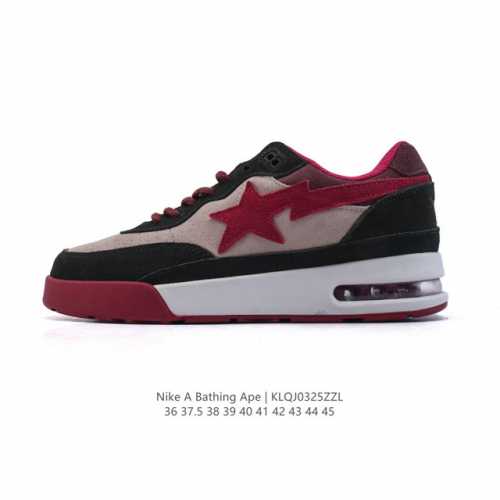 140 a Bathing Ape/安逸猿 男女同款气垫运动鞋复古板鞋 升级原楦原纸版数据开发，采用超软皮革鞋面材质，内置全掌Air Sole气垫定制联乘，日本
