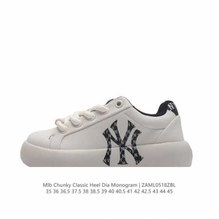 Mlb Chunky Classic 大印花板鞋 休闲时尚厚底增高休闲运动鞋 潮流百搭一脚蹬运动鞋男女轻便胶鞋。这双鞋子韩范十足,很适合初夏穿搭,白色厚底鞋搭配 - 点击图像关闭