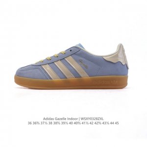 160 阿迪达斯 Adidas Originals Gazelle Indoor复古三叶草防滑透明橡胶板鞋经典运动鞋。这款经典鞋,忠于原版设计,缀撞色三条纹和鞋
