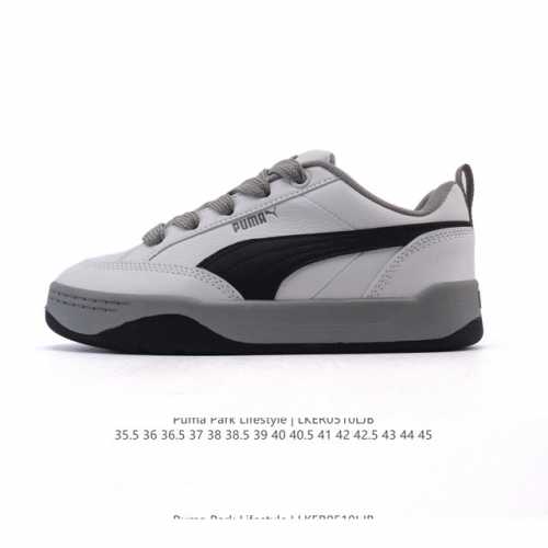 puma 彪马 男女运动板鞋，原楦原纸版开发版型，采用环保纤维革组合翻毛皮饰片鞋面材质，外置耐磨橡胶大底蕾哈娜同系面包鞋太好看了！彪马Puma Park Lif
