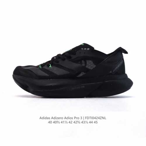 公司级 阿迪达斯男鞋 Adizero Adios pro 3专业长跑跑步鞋 厚底增高运动老爹鞋。Y-3 Adios pro 3 運動鞋以 Adidas 經典設計