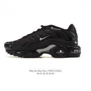 Nike 耐克 男子休闲鞋气垫缓震跑步鞋 Air Max plus 运动鞋 造型超讨喜！鞋面以网面织物材质包裹，保证了轻薄透气，更适合夏季穿着。鞋侧 鱼骨 形状