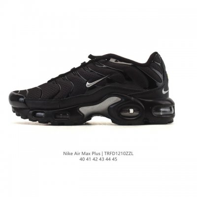 Nike 耐克 男子休闲鞋气垫缓震跑步鞋 Air Max plus 运动鞋 造型超讨喜！鞋面以网面织物材质包裹，保证了轻薄透气，更适合夏季穿着。鞋侧 鱼骨 形状