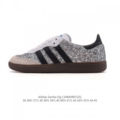 阿迪达斯 德训鞋 Adidas Originals Samba Og Shoes 经典运动鞋小白鞋 T头鞋 男女士板鞋 亮片 闪亮鞋面 彰显休闲摩登风情的时尚经