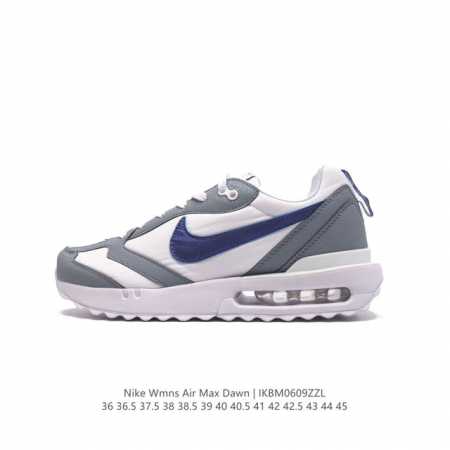 耐克 Nike Air Max Dawn 黎明系列 低帮气垫百搭休闲运动慢跑鞋，从配色上彰显出浓厚的复古气质。最大的亮点当属鞋型设计上加入结构元素，汲取1984 - 点击图像关闭