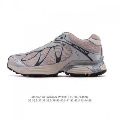 公司级 萨洛蒙 Salomon Xt-Whisper联名银粉色潮流休闲复古跑步鞋 颜值与实力并存的休闲运动鞋。这款鞋的鞋面采用透气网眼材质，保证了良好的透气性，
