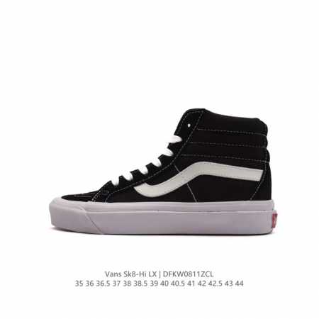 vans 范斯sk8-Hi 男女高帮滑板鞋-复古休闲运动鞋-Vans范斯。Vans推出的sk8-Hi板鞋，以经典的款性和高帮设计呈现，鞋面采用优质皮革材质打造， - 点击图像关闭