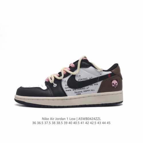Nike 耐克 原楦原纸版开发版型，采用牛培移膜软皮革材质鞋面，中底注胶孔内置真sole气垫耐克nike Air Jordan 1 Low Gs White B