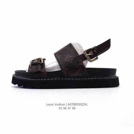 lv 路易威登Louis Vuitton 大Logo印花 厚底增高休闲凉鞋 众多明星网红上脚 鞋面采用牛皮材质 扣饰经过防氧化防腐蚀处理 原版大扣 并非市场上的 - 点击图像关闭
