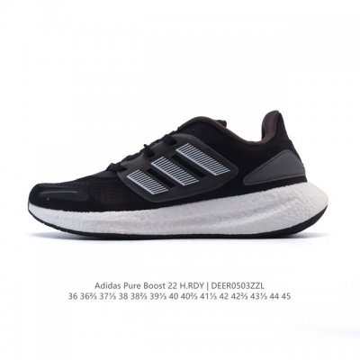 阿迪达斯 Adidas 爆米花超弹跑步系列老爹鞋Pureboost 22 新款稳定排汗减震回弹防滑耐磨跑步运动鞋跑步鞋。含再生材料的短距离跑步鞋，Pureboo