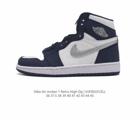 耐克 男女鞋 Nike Air Jordan 1 Retro High Og 乔丹一代aj1 乔1 Aj1 篮球鞋复刻运动鞋 皮面高帮板鞋的设计灵感源自运动夹克 - 点击图像关闭