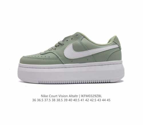 Nike耐克新款nike Court Vision Alta Ltr 厚底增高运动休闲板鞋 时尚设计 巧妙融合皮革材质搭配加高鞋底 出众篮球鞋外观搭配柔软鞋舌
