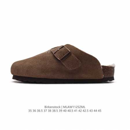 公司级 德国百年知名鞋履品牌 博肯birkenstock Boston Vl 勃肯绒面 加绒加毛 秋冬新款 金属针扣软木底包头拖鞋 牛皮革质地柔软 搭配可调节鞋 - 点击图像关闭
