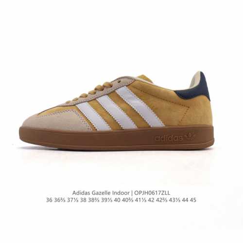 公司级 阿迪达斯 Adidas Originals Gazelle Indoor复古三叶草防滑透明橡胶板鞋经典运动鞋。这款经典鞋,忠于原版设计,缀撞色三条纹和鞋