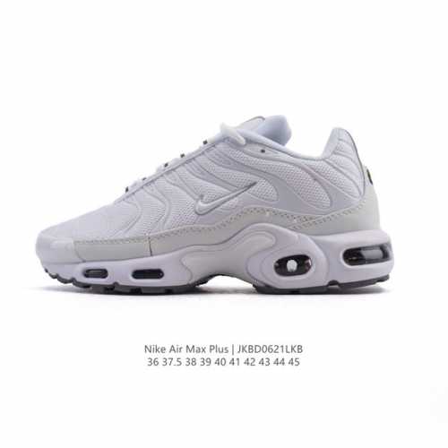 Nike 耐克 男女子休闲鞋气垫缓震跑步鞋 Air Max Plus 运动鞋 造型超讨喜！鞋面以帆布和织物材质包裹，保证了轻薄透气，更适合夏季穿着。鞋侧 鱼骨