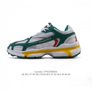 lacoste 时尚户外休闲潮流系列运动鞋 厚底增高老爹鞋 广东大厂品质全新工艺升级 品质毋庸置疑 全新原厂包装鞋盒 透气网面鞋面，搭配防臭防腐真皮乳胶鞋垫，给