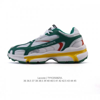 lacoste 时尚户外休闲潮流系列运动鞋 厚底增高老爹鞋 广东大厂品质全新工艺升级 品质毋庸置疑 全新原厂包装鞋盒 透气网面鞋面，搭配防臭防腐真皮乳胶鞋垫，给