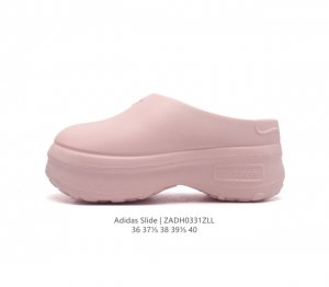 阿迪达斯 Adidas 夏季沙滩涉水百搭休闲拖凉拖鞋 超厚底增高女鞋包头凉拖鞋 采用超轻95% 注塑 Eva塑料,5%泡沫塑料发泡缓震物料成型鞋底 类型 女鞋