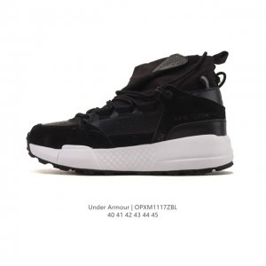 公司级 Under Armour安德玛厚底增高靴子 男士 Ua Micro G Valsetz 中帮运动板鞋 远足皮革战术靴。绒面皮鞋面搭配耐磨Tpu鞋头，有助