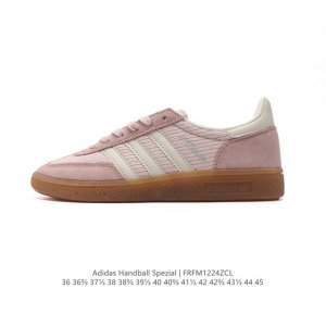 阿迪达斯 Adidas Handball Spezial 低帮三叶草学院风复古休闲板鞋 德训鞋 橡胶底柔软织物鞋面经典运动鞋板鞋。圆头、缝合拼接设计、正面绑带、