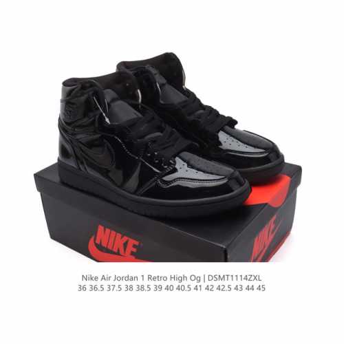耐克 男女同款运动板鞋 Nike Air Jordan 1 Retro High Og 乔丹一代aj1 乔1 Aj1 篮球鞋复刻运动鞋。皮面高帮板鞋的设计灵感源