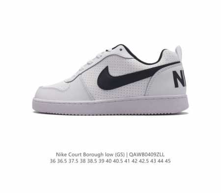 耐克 Nike 男女子运动鞋 Court Borough Low 小空军低帮板鞋。1.其皮革材质的鞋面结合网眼鞋舌，在出众外观与质感的同时提供稳固支撑，并且提升 - 点击图像关闭