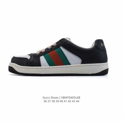公司级 古驰男女鞋 Gucci Screener系列做旧脏脏鞋 时尚厚底增高复古板鞋潮运动鞋，复古学院风款式与融入怀旧运动服风格的面料风靡数十年，不同风格演绎出