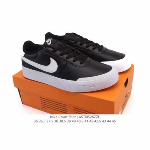 真标 耐克 Nike Court Shot 男女子运动鞋春季透气轻便经典白昼 潮流 嘻哈 百搭 防滑 低帮 板鞋 Fq8146#拒绝沉闷黑白 质感满满的皮革鞋面