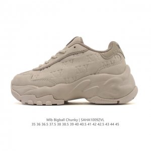 公司级 韩国Mlb 男女复古老爹 Mlb Bigball Chunky Pixel 复古印花 解构绑带 双鞋带 男女厚底增高纽约洋基队老爹运动休闲跑步鞋 ，Ml