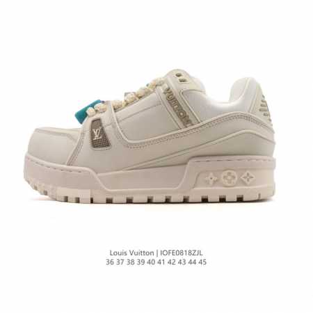 公司级 路易威登 Louis Vuitton Lv路易威登板鞋 时尚运动鞋潮厚底增高男女鞋。舒适防滑底和百搭性霸屏整个时尚娱乐圈，细节调整完美主义！采用柔软皮革 - 点击图像关闭