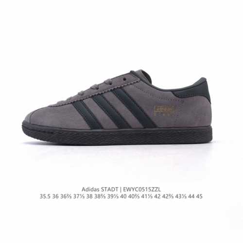新品 阿迪达斯 Adidas Stadt 舒适透气 百搭潮流 复古时尚 德训鞋 柔软舒适 防滑耐磨 低帮 运动板鞋 男女同款 休闲鞋特色 设计师大胆选择粉色打底