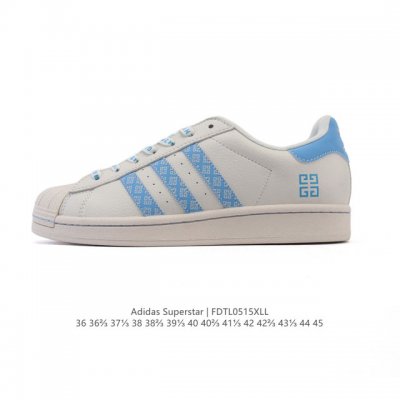 公司级 阿迪达斯 新款 Adidas Superstar 三叶草 经典贝壳头系列 新款休闲板鞋潮流男女士运动鞋 鞋面柔软皮革材质 标志性的贝壳鞋头 锯齿三条纹