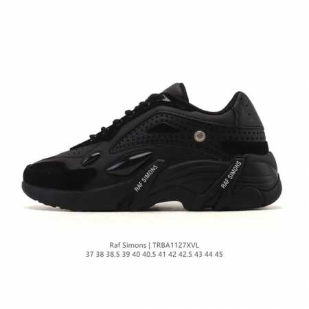 新品公司级 拉夫 西蒙斯 Raf Simons 舒适百搭 低帮 老爹鞋 男女同款Raf Simons橡胶鞋底系带圆头徽标拼接休闲运动鞋 黑色 37拼接设计、穿孔 - 点击图像关闭