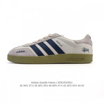 公司级 阿迪达斯 Adidas Originals Gazelle Indoor复古三叶草防滑透明橡胶板鞋经典运动鞋 这款经典鞋,忠于原版设计,缀撞色三条纹和鞋