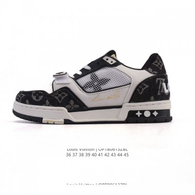 公司级 路易威登 Louis Vuitton Lv路易威登板鞋 时尚运动鞋潮厚底增高男女鞋。舒适防滑底和百搭性霸屏整个时尚娱乐圈，细节调整完美主义！采用柔软皮革