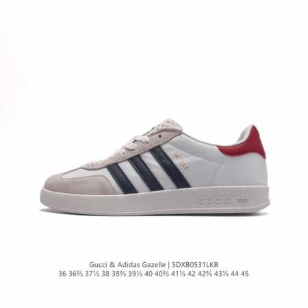 阿迪达斯 Adidas Originals X Gucci Gazelle 阿迪古驰联名经典休闲板鞋 复古男女运动鞋，融汇两个品牌丰富且历史悠久的典藏元素, A - 点击图像关闭