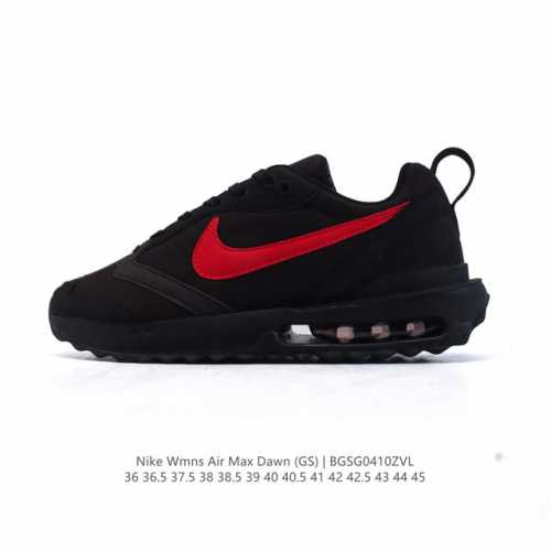 公司级 耐克 Nike Air Max Dawn 黎明系列 低帮气垫百搭休闲运动慢跑鞋，从配色上彰显出浓厚的复古气质。最大的亮点当属鞋型设计上加入结构元素，汲取