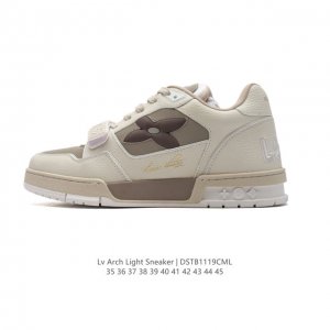 公司级 路易威登louis Vuitton Arch Light Sneakers Lv真皮拼色减震网面运动弓型舞蹈复古老爹运动鞋。原装配件5D效果礼盒及全套原