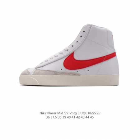 耐克 Nike Blazer Mid '77 VNTG 男女子运动鞋潮高帮板鞋 。重现低调风格和经典篮球外观，依托经典简约魅力和舒适性能，备受街头时尚赞誉。华美 - 点击图像关闭