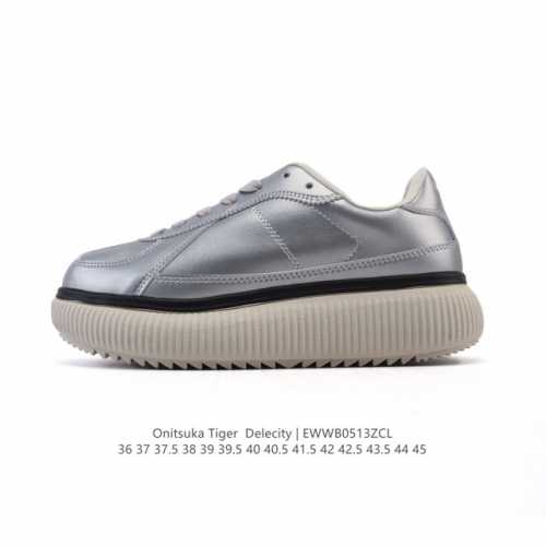 新品 Onitsuka Tiger 鬼塚虎 Delecity 鞋帮高度 低帮 功能 平衡,支撑,增高,耐磨 运动系列 时尚休闲松糕跟 厚底增高小白鞋。Onits