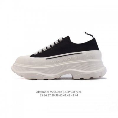 意大利高奢品牌-亚历山大 麦昆 Alexander Mcqueen Sole Sneakers 低帮时装厚底显高百搭休闲松糕跟板鞋 男女式小白鞋 厚底增高帆布运
