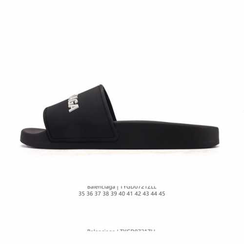 公司级 Balenciaga 巴黎世家拖鞋 家居休闲拖鞋 沙滩拖鞋 男女鞋广东原产，采用Pu高密度防滑橡胶鞋底及3D立体Tpu光泽上盖材质，配置正确包装物及灰色