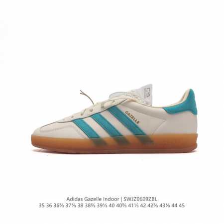 阿迪达斯 Adidas Originals Gazelle Indoor 复古三叶草防滑透明橡胶板鞋经典运动鞋。这款经典鞋,忠于原版设计,缀撞色三条纹和鞋跟饰片 - 点击图像关闭