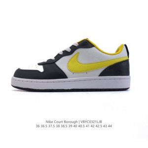 110 耐克（Nike）男女子运动鞋 Court Borough Low 小空军低帮板鞋。1.其皮革材质的鞋面结合网眼鞋舌，在出众外观与质感的同时提供稳固支撑，