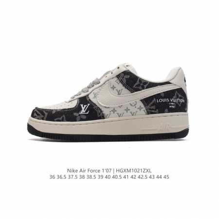 耐克 Nike Air Force 1 '07 Low 空军一号含气垫 路易威登联名 低帮百搭厚底增高休闲运动板鞋。柔软、弹性十足的缓震性能和出色的中底设计，横 - 点击图像关闭