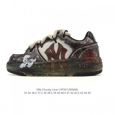 公司级 Mlb Chunky Liner Mid人气单品学长鞋系列轻量增高厚底百搭休闲运动板鞋轻便胶鞋 高级街头休閒品牌鞋。Mlb Chunky Liner 学