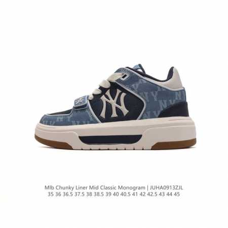 公司级 Mlb Chunky Liner Mid人气单品学长鞋系列轻量增高厚底百搭休闲运动板鞋轻便胶鞋 高级街头休閒品牌鞋。Mlb Chunky Liner 学 - 点击图像关闭