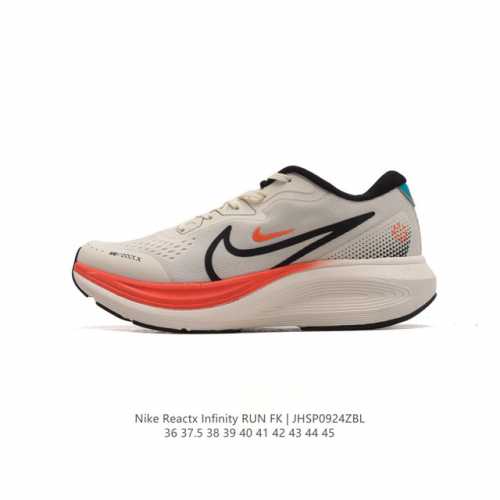 公司级 耐克 Nike Reactx Infinity Run 4瑞亚机能风疾速系列越野缓震休闲运动鞋 公路跑步鞋带气垫厚底增高运动鞋。加宽前足设计和加厚泡绵层