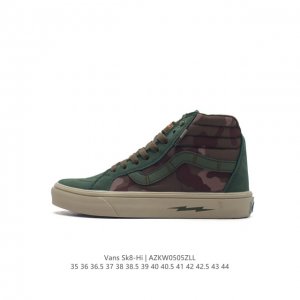 Vans 范斯sk8-Hi 男女高帮滑板鞋-复古休闲运动鞋-Vans范斯。Vans推出的sk8-Hi板鞋，以经典的款性和高帮设计呈现，鞋面采用优质织物材质打造，