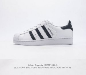 头层皮阿迪达斯 Adidas Superstar 三叶草经典贝壳头系列 新款休闲板鞋潮流男女士运动鞋 鞋面织物材质 标志性的贝壳鞋头 锯齿三条纹 简约的线条 就